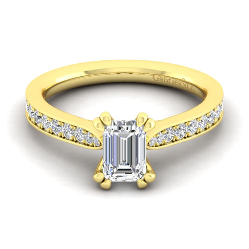 14K Yellow Gold Emerald Cut Diamond Engagement Ring