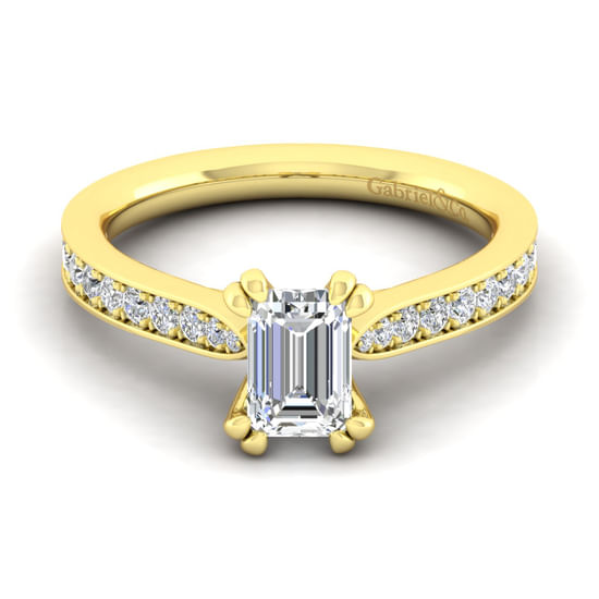 Gabriel - 14K Yellow Gold Emerald Cut Diamond Engagement Ring