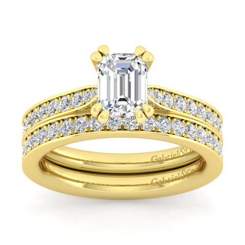 14K Yellow Gold Emerald Cut Diamond Engagement Ring