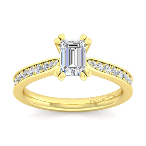 14K Yellow Gold Emerald Cut Diamond Engagement Ring