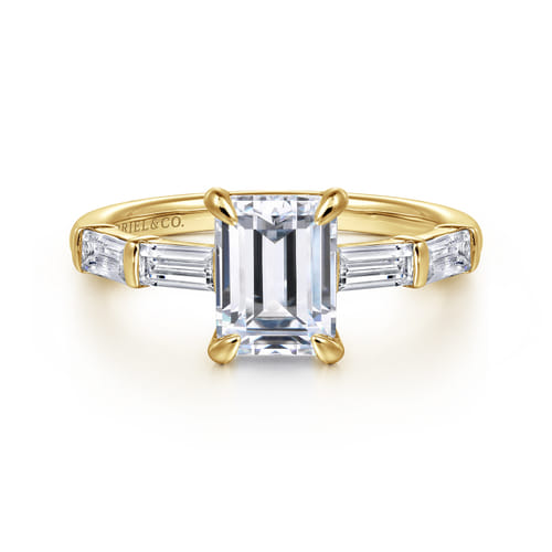 14K Yellow Gold Emerald Cut Five Stone Diamond Engagement Ring 14K Yellow Gold Emerald Cut Five Stone Diamond Engagement Ring