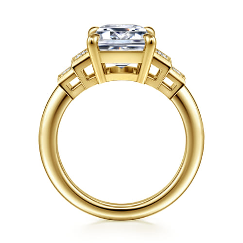 14K Yellow Gold Emerald Cut Five Stone Diamond Engagement Ring