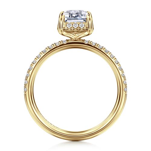 14K Yellow Gold Emerald Cut Hidden Halo Diamond Engagement Ring 14K Yellow Gold Emerald Cut Hidden Halo Diamond Engagement Ring