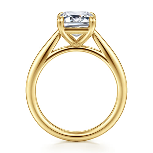 14K Yellow Gold Emerald Cut Solitaire Diamond Engagement Ring
