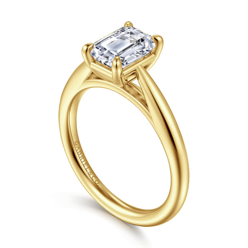 14K Yellow Gold Emerald Cut Solitaire Diamond Engagement Ring 14K Yellow Gold Emerald Cut Solitaire Diamond Engagement Ring