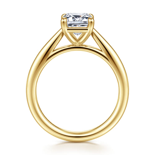 14K Yellow Gold Emerald Cut Solitaire Diamond Engagement Ring