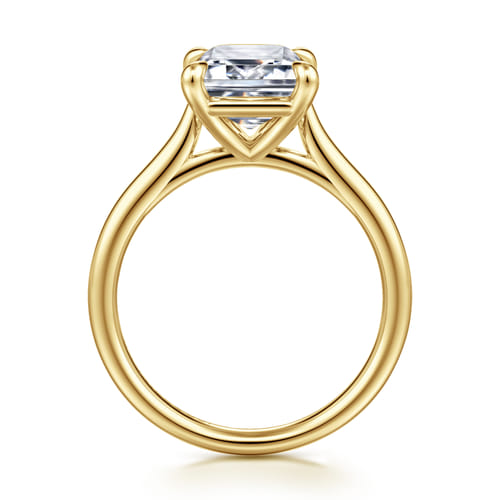 14K Yellow Gold Emerald Cut Solitaire Diamond Engagement Ring