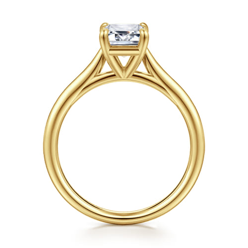 14K Yellow Gold Emerald Cut Solitaire Diamond Engagement Ring