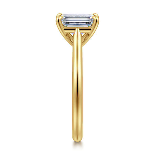 14K Yellow Gold Emerald Cut Solitaire Diamond Engagement Ring