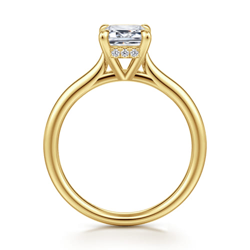 14K Yellow Gold Emerald Cut Solitaire Diamond Engagement Ring