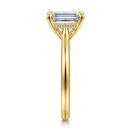 14K Yellow Gold Emerald Cut Solitaire Diamond Engagement Ring