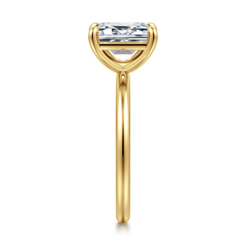 14K Yellow Gold Emerald Cut Solitaire Diamond Engagement Ring