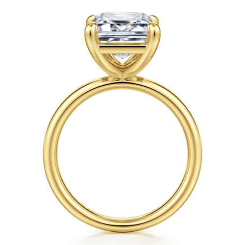 14K Yellow Gold Emerald Cut Solitaire Diamond Engagement Ring