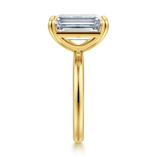 14K Yellow Gold Emerald Cut Solitaire Diamond Engagement Ring