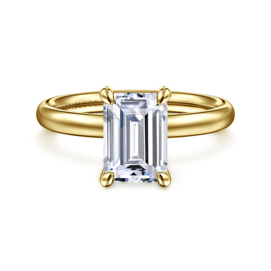 Gabriel - 14K Yellow Gold Emerald Cut Solitaire Diamond Engagement Ring