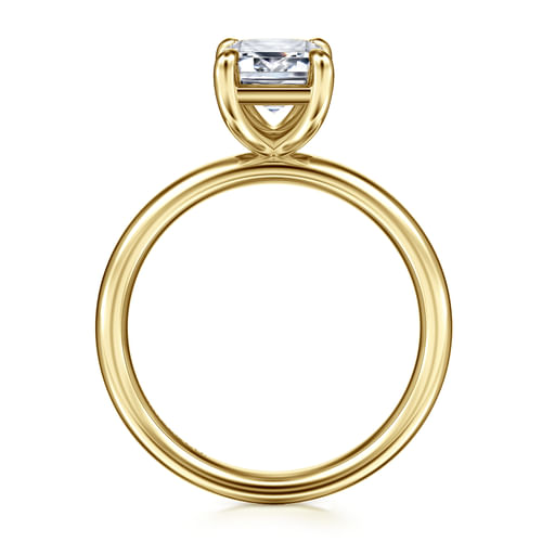 14K Yellow Gold Emerald Cut Solitaire Diamond Engagement Ring