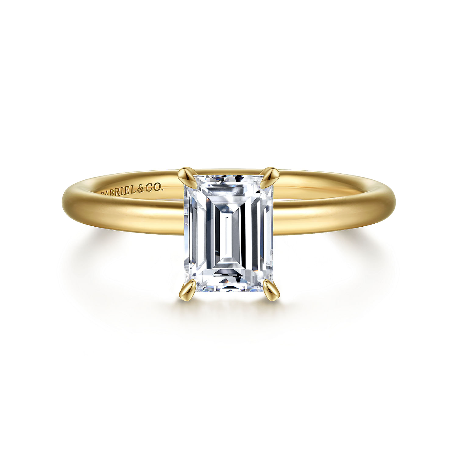 14K Yellow Gold Emerald Cut Solitaire Engagement Ring