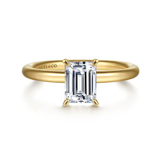 Gabriel - 14K Yellow Gold Emerald Cut Solitaire Engagement Ring