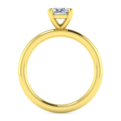 14K Yellow Gold Emerald Cut Solitaire Engagement Ring