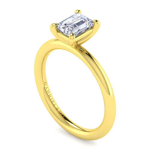 14K Yellow Gold Emerald Cut Solitaire Engagement Ring