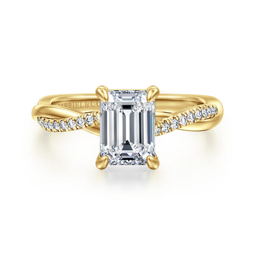 14K Yellow Gold Emerald Cut Twisted Diamond Engagement Ring 14K Yellow Gold Emerald Cut Twisted Diamond Engagement Ring