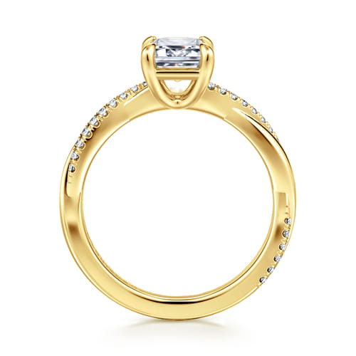 14K Yellow Gold Emerald Cut Twisted Diamond Engagement Ring 14K Yellow Gold Emerald Cut Twisted Diamond Engagement Ring