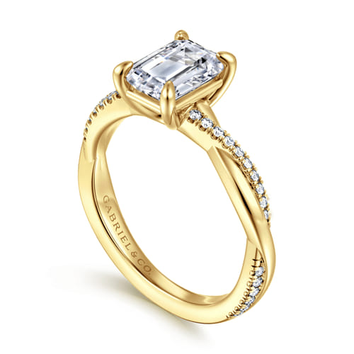 14K Yellow Gold Emerald Cut Twisted Diamond Engagement Ring 14K Yellow Gold Emerald Cut Twisted Diamond Engagement Ring