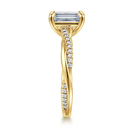 14K Yellow Gold Emerald Cut Twisted Diamond Engagement Ring 14K Yellow Gold Emerald Cut Twisted Diamond Engagement Ring