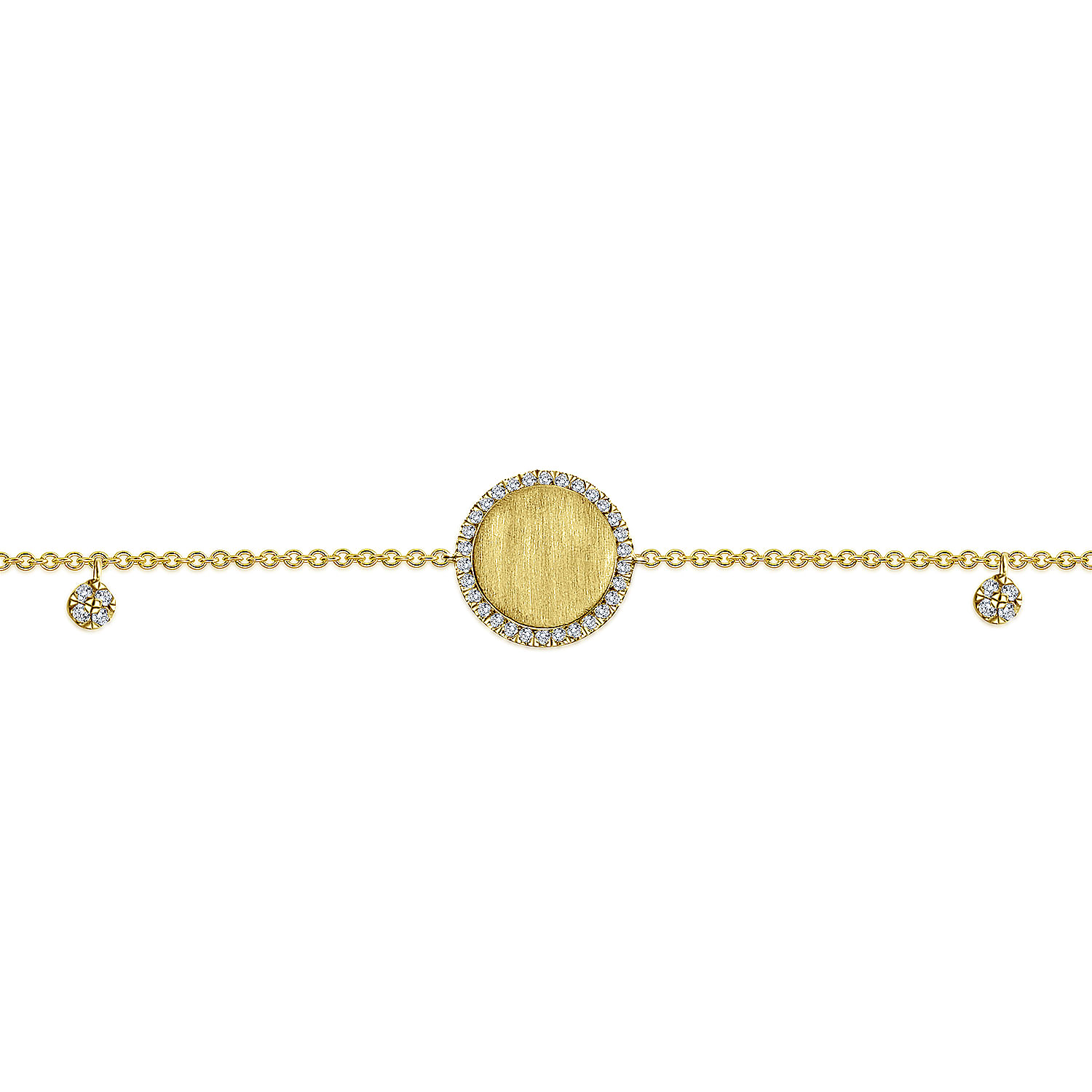 14K Yellow Gold Engravable Disc Chain Bracelet with Diamond Accents