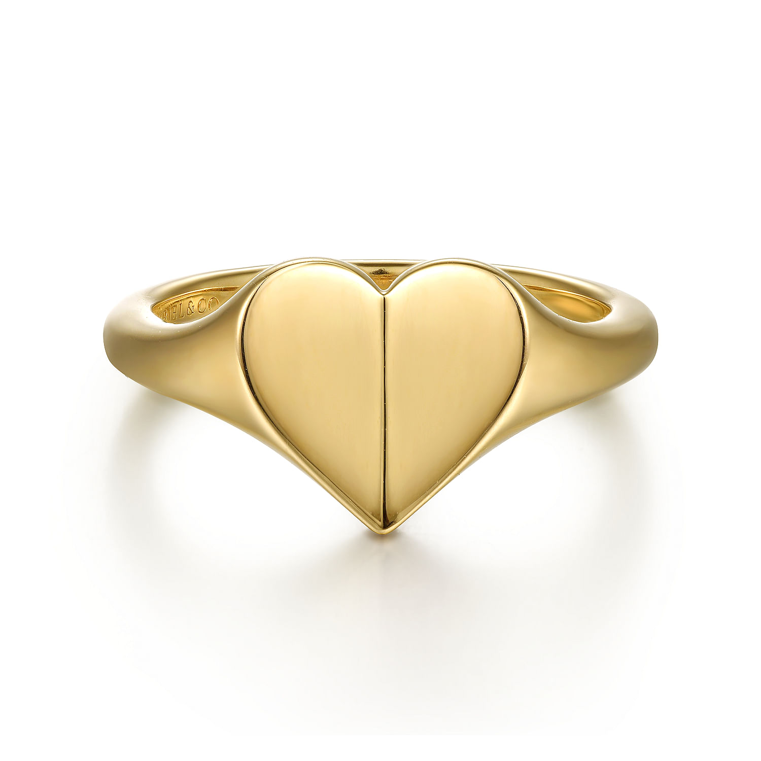 14K Yellow Gold Engravable Heart Ring