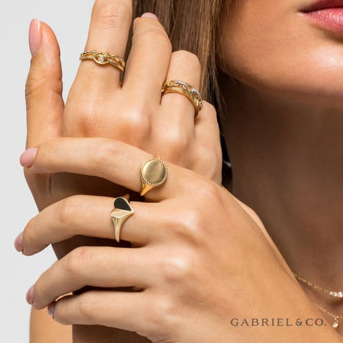 14K Yellow Gold Engravable Heart Ring