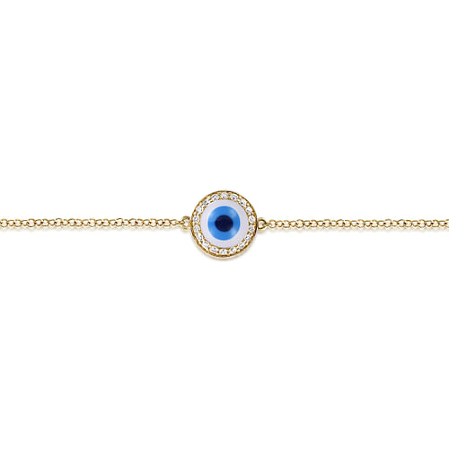 14K Yellow Gold Evil Eye Bracelet