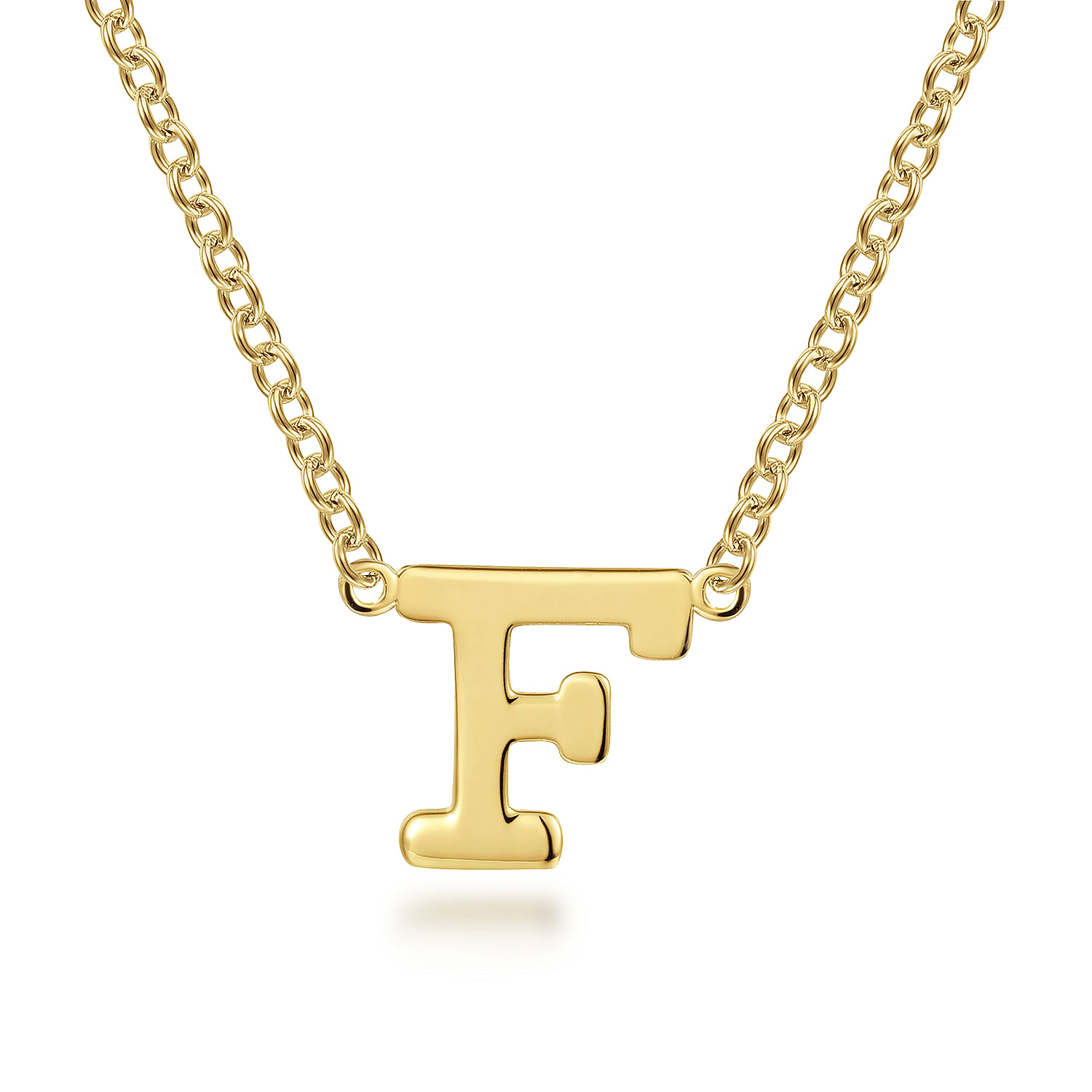 14K Yellow Gold F Initial Necklace
