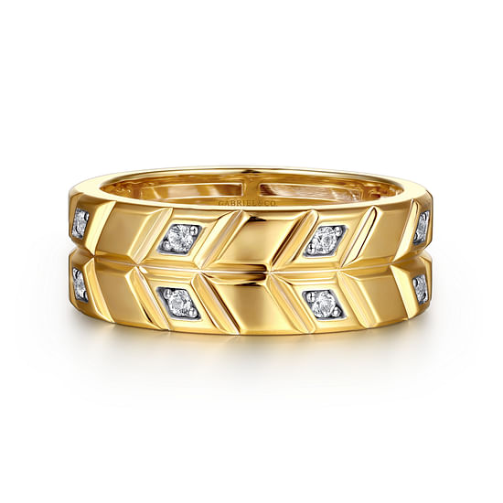 Gabriel - 14K Yellow Gold Faceted Diamond Fashion Men's Ring