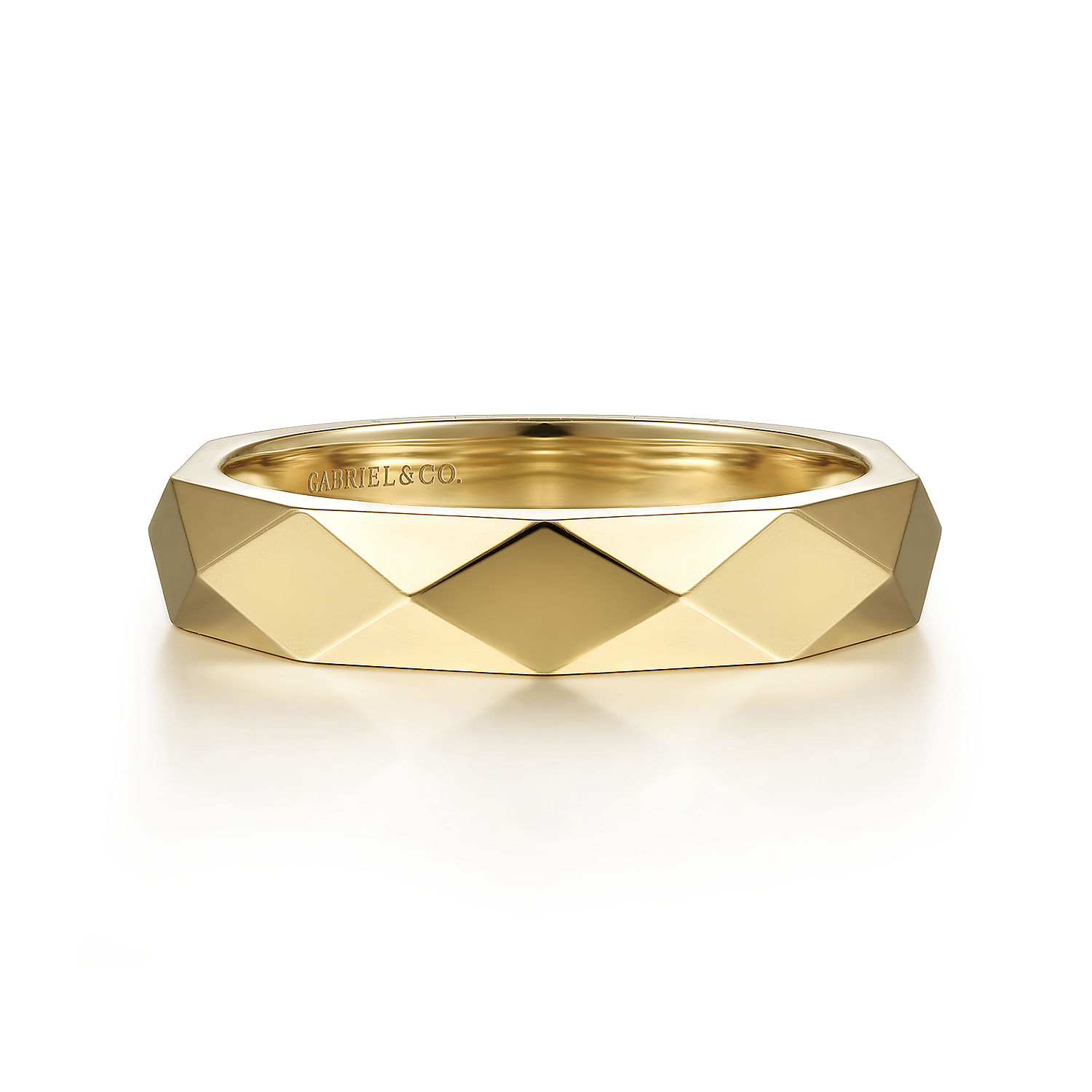 14K Yellow Gold Faceted Stackable Ring