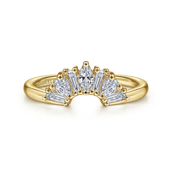 14K Yellow Gold Fancy Diamond Cut Curved Anniversary Band 14K Yellow Gold Fancy Diamond Cut Curved Anniversary Band