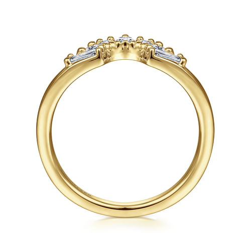 14K Yellow Gold Fancy Diamond Cut Curved Anniversary Band