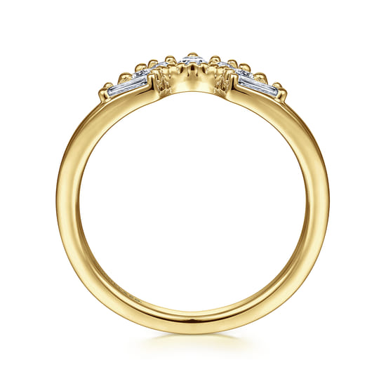 14K Yellow Gold Fancy Diamond Cut Curved Anniversary Band angle 2 14K Yellow Gold Fancy Diamond Cut Curved Anniversary Band angle 2