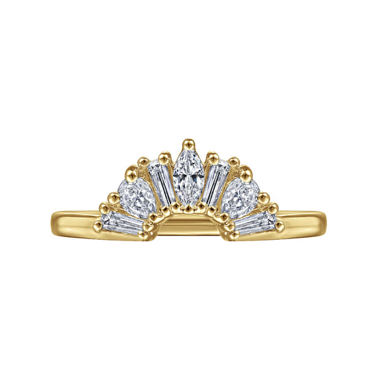 14K Yellow Gold Fancy Diamond Cut Curved Anniversary Band angle 6 14K Yellow Gold Fancy Diamond Cut Curved Anniversary Band angle 6