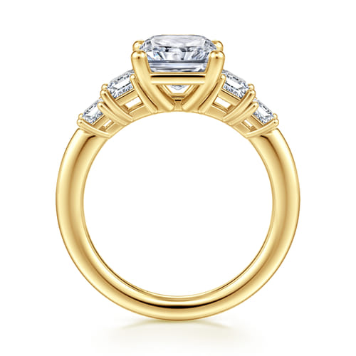 14K Yellow Gold Five Stone Radiant Cut Diamond Engagement Ring