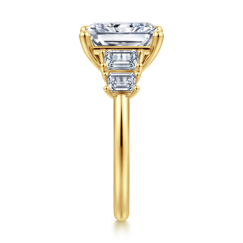 14K Yellow Gold Five Stone Radiant Cut Diamond Engagement Ring