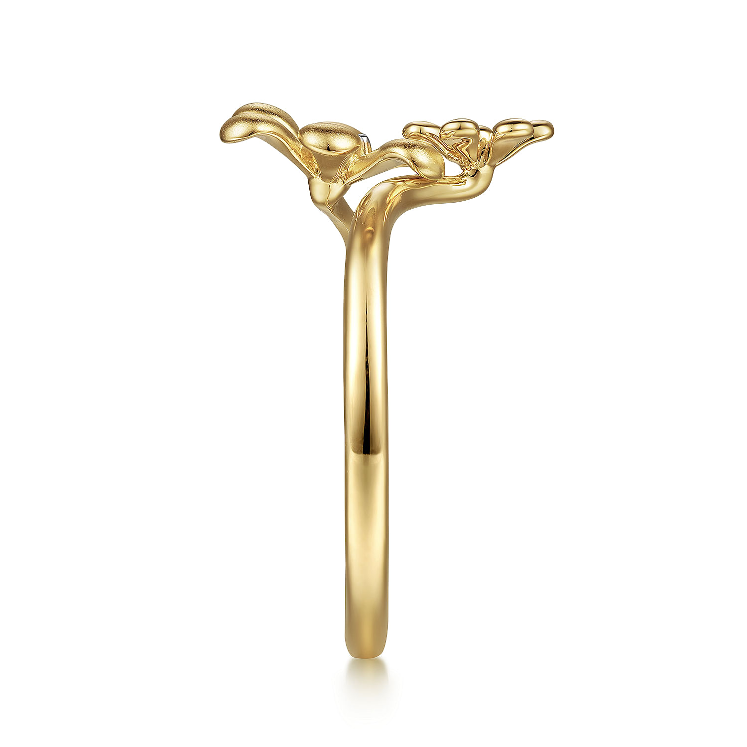 14K Yellow Gold Floral Diamond Bypass Ring