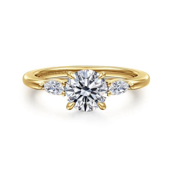 Gabriel - 14K Yellow Gold Floral Round Diamond Engagement Ring