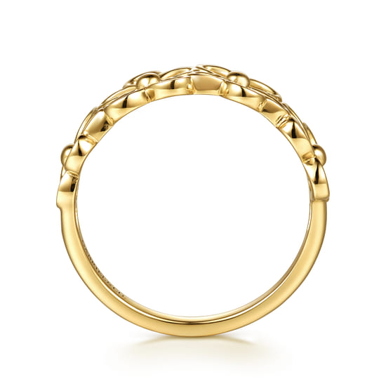 14K Yellow Gold Floral Stackable Ring angle 2