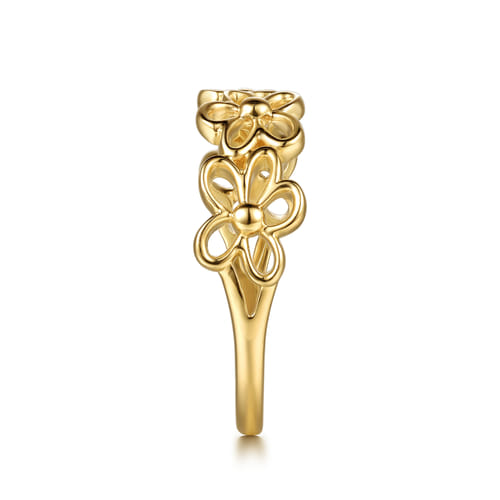 14K Yellow Gold Floral Stackable Ring
