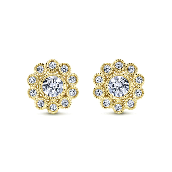 Gabriel - 14K Yellow Gold Flower Diamond Stud Earrings