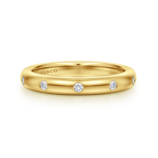 14K Yellow Gold Flush Set 5 Stone Diamond Anniversary Band 14K Yellow Gold Flush Set 5 Stone Diamond Anniversary Band