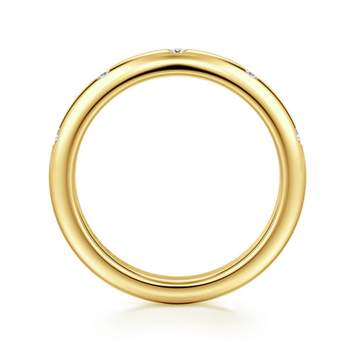 14K Yellow Gold Flush Set 5 Stone Diamond Anniversary Band