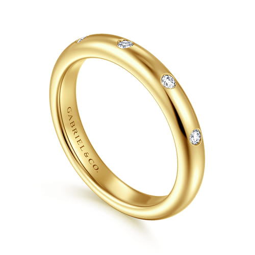 14K Yellow Gold Flush Set 5 Stone Diamond Anniversary Band
