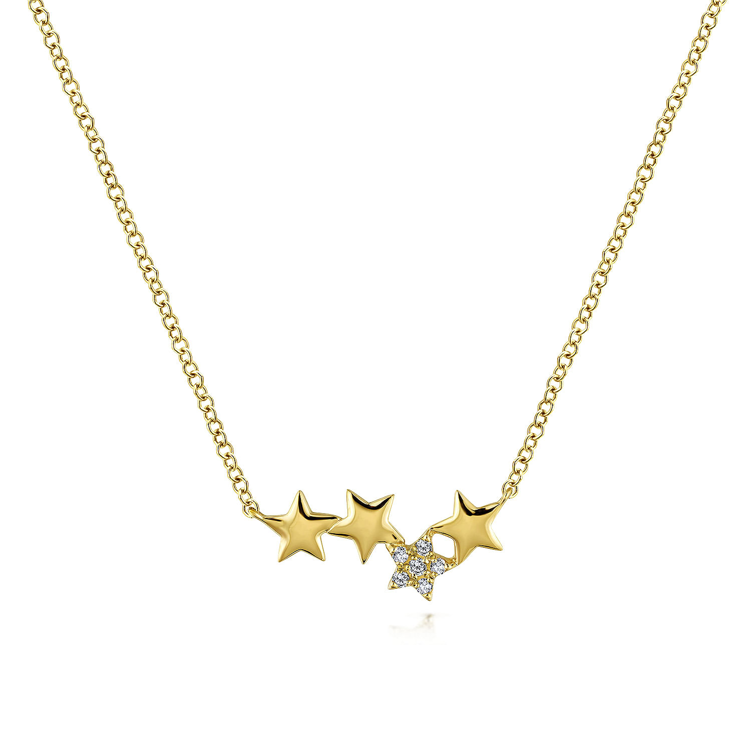 Gabriel - 14K Yellow Gold Four Star Diamond Bar Necklace